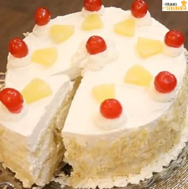 Without Oven Fresh Cream Pineapple Cake-niftyfoodz