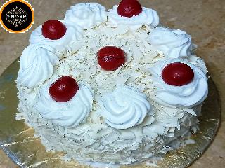 nifty-No Oven Eggless White Forest Cake