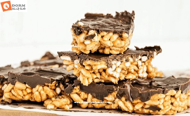 Chcolate and Peanut Butter Puffed Rice Bars